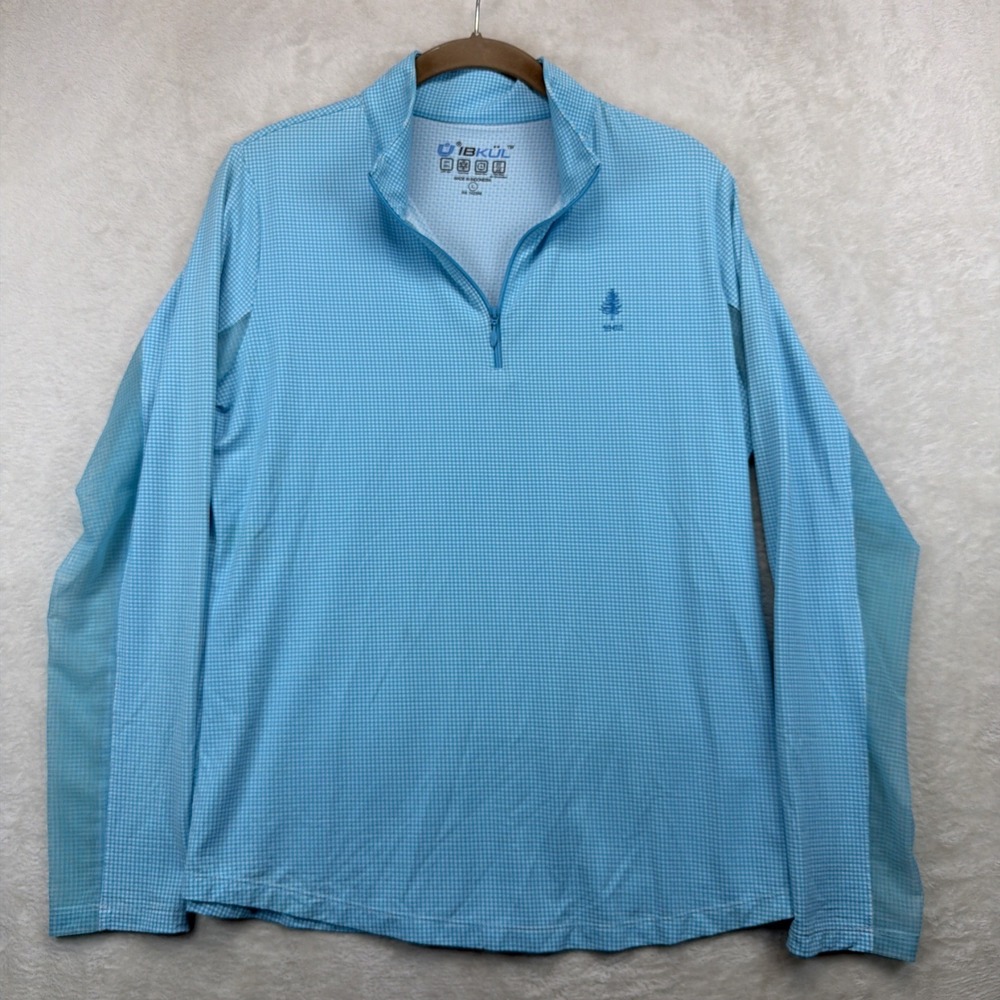 IBKUL IceFil UPF 50+ 1/4‎ Zip Pullover Women's L Blue Cooling Golf Shirt